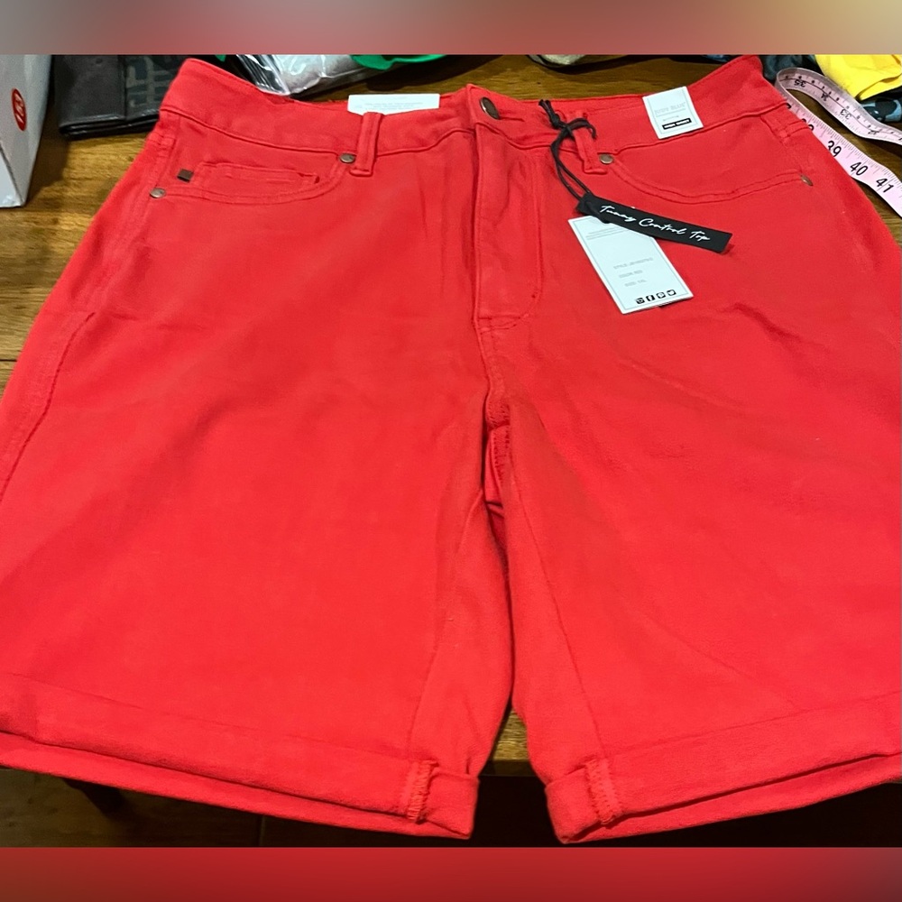 Judy Blue High Waist Shorts in Bright Red